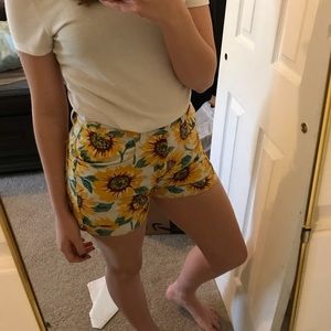 American Apparel High waisted sunflower shorts